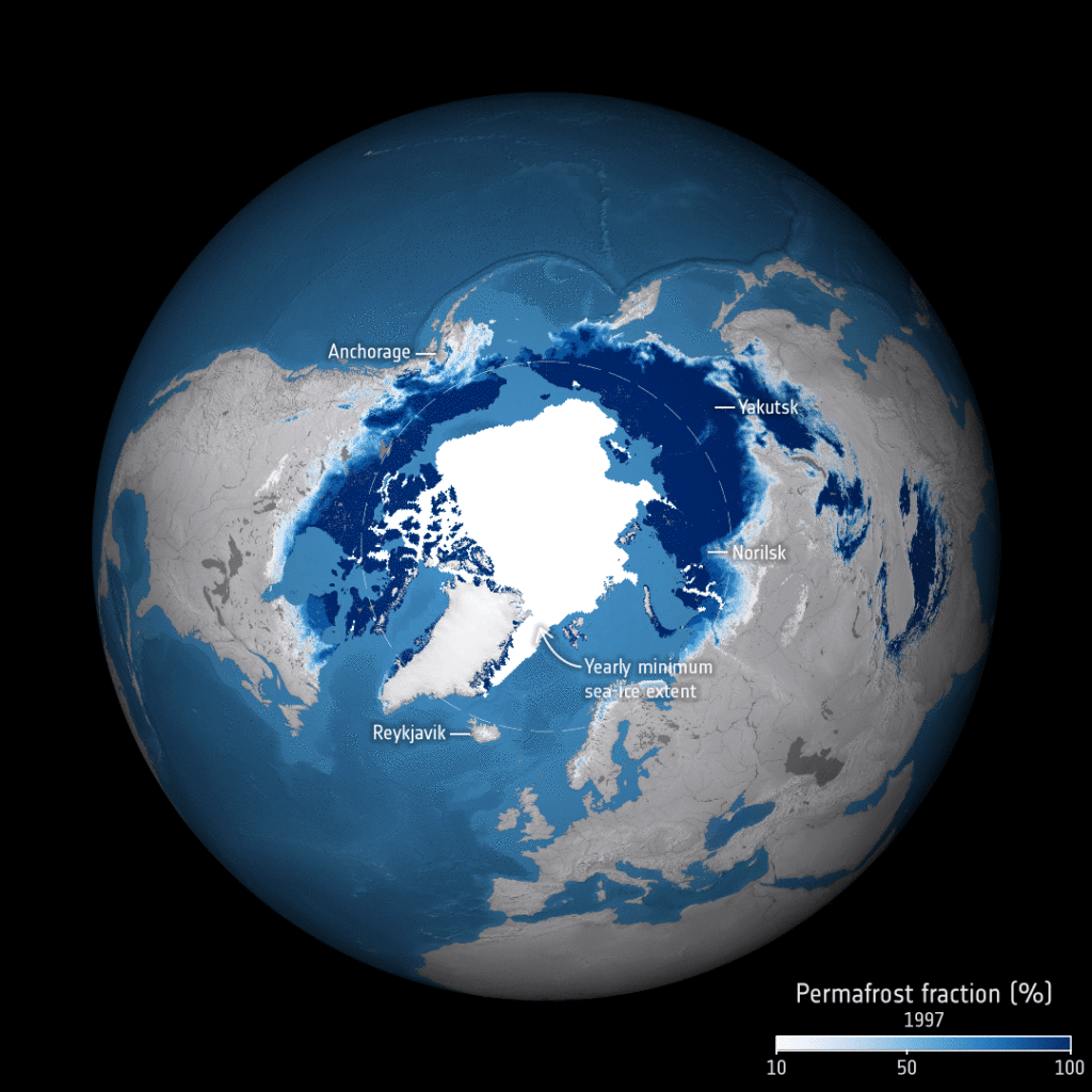 Permafrost thaw: superficie permafrost 1997 - 2019
