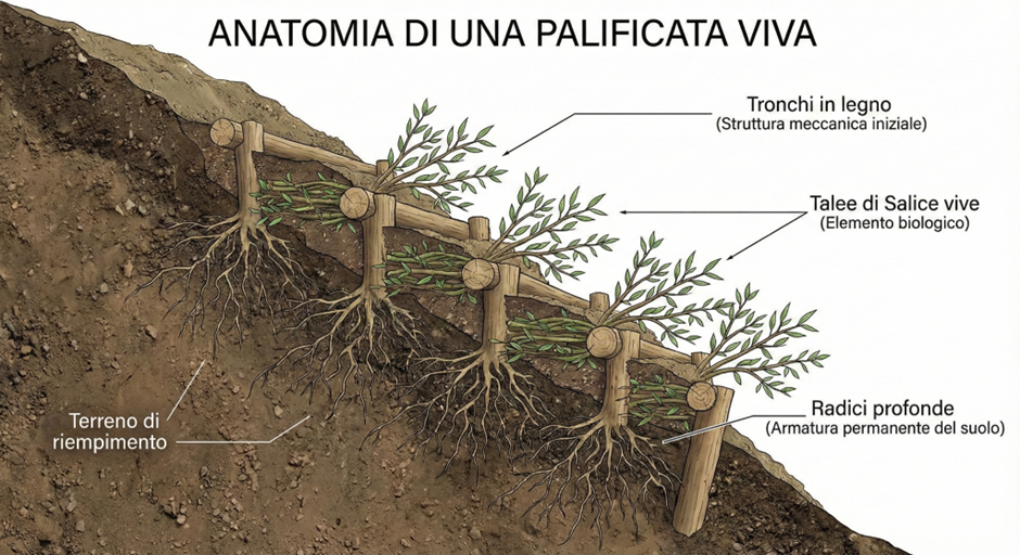 anatomia di una palificata viva